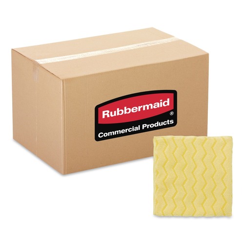 Cleaning & Janitorial Supplies | Rubbermaid Commercial FGQ61000YL00 16 in. x 16 in. Microfiber Reusable Cleaning Cloths - Yellow (12/Carton) image number 0