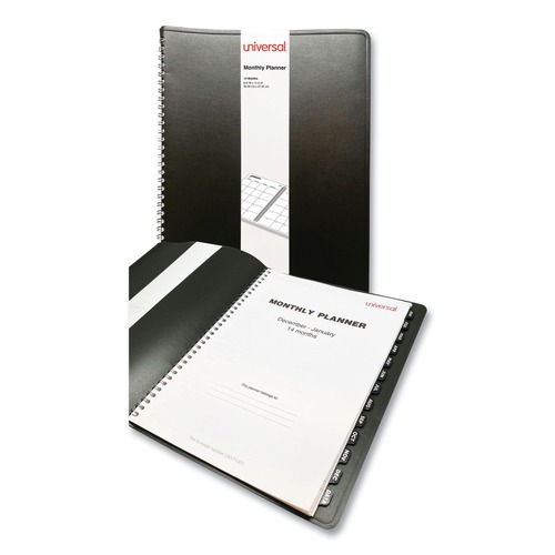 Calendars & Planners | Universal 71001 11 in. x 8 in. 14-Month (Dec 2025-Jan 2027) Monthly Planner - Black Cover image number 0