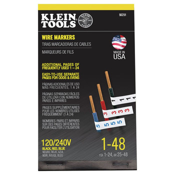 CONDUIT TOOL ACCCESSORIES | Klein Tools 56251 120/240V 3 Phase 1 - 48 Wire Marker Book
