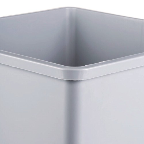 Rubbermaid Untouchable 35-Gallon Square Trash Can - Durable Commercial Container, Gray/Black/Beige