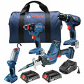 Bosch GXL18V-496B22 18V Compact Lithium-Ion Cordless 4-Tool Combo Kit (2 Ah) image number 0
