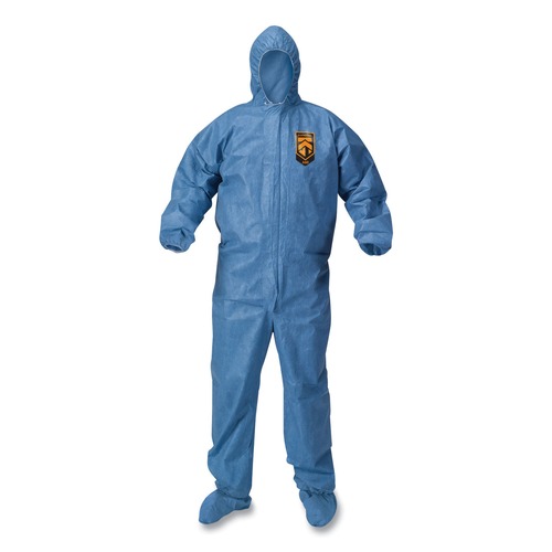 Bib Overalls | KleenGuard 45355 A65 Flame-Resistant Hood and Boot Coveralls - 2XL, Blue (25/Carton) image number 0