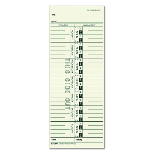 Office Jansan | TOPS 1259 3.5 in. x 9 in. 1-Side Time Clock Cards Replacement for M-33 (500/Box) image number 0