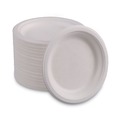 Food Service | Boardwalk PL-06BW 6 in. Diameter Bagasse Dinnerware Plate - White (1000/Carton) image number 1