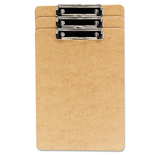  | Universal UNV05563 1/2 in. Clip Capacity Hardboard Clipboard for 8.5 in. x 14 in. Sheets - Brown (6/Pack) image number 0