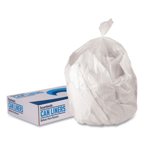 Trash Bags | Boardwalk H5645TCKR01 23 Gallon 0.9 mil 28 in. x 45 in. Perforated Roll Linear Low Density Can Liners - Clear (25 Bags/Roll, 8 Rolls/Carton) image number 0