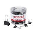 Customer Appreciation Sale - Save up to $60 off | Universal UNV11160 Binder Clips in Dispenser Tub - Assorted Sizes, Black/Silver (60/Pack) image number 1