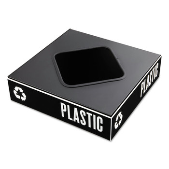 Safco 2989BL 15.25 in. x 15.25 in. x 2 in. Public Square Paper-Recycling Container Lid - Black