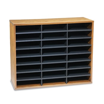 Fellowes Mfg Co. 24 Sections 29 in. x 11-7/8 in. x 26-7/16 in. Literature Organizer - Letter, Medium Oak