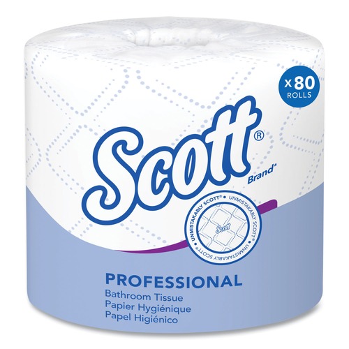 Toilet Paper | Scott 4460 Essential Standard Septic Safe 2 Ply Roll Bathroom Tissue - White (80/Carton) image number 0