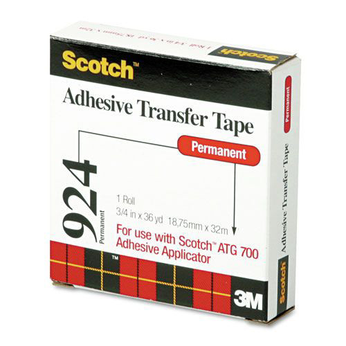 Tapes & Adhesives | Scotch 924 0.75 in. x 36 yds ATG Adhesive Permanent Transfer Tape Roll, Holds Up to 0.5 lbs. - Clear (1-Roll) image number 0