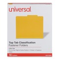 File Folders | Universal UNV10204 1 Divider Letter Size Bright Colored Pressboard Classification Folders - Yellow (10/Box) image number 0