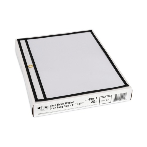 Office Jansan | C-Line 49911 Stitched Sides 11 in. x 8.5 in. 50-Sheet Capacity Shop Ticket Holders - Clear (25/Box) image number 0