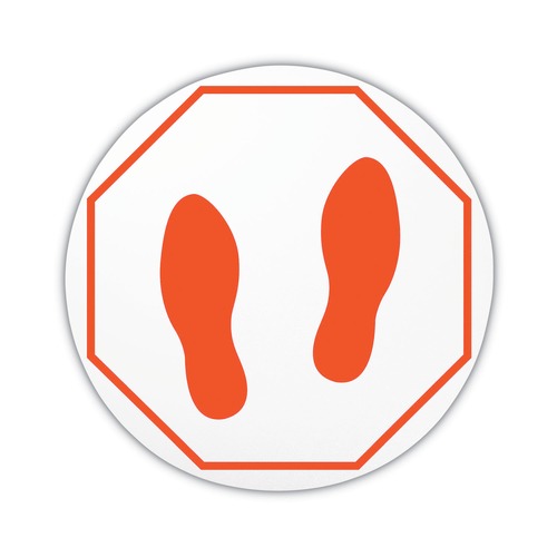 Floor Signs | Deflecto PSDD20FPSS/50 20 in. Diameter Feet Personal Spacing Discs - Clear/Red (50/Carton) image number 0