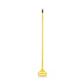 Mops | Boardwalk BWK620 60 in. Quick Change Side-Latch Plastic Mop Head Aluminum Handle - Yellow image number 0