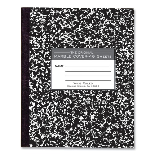 Roaring Spring 8.5 in. x 7 in. Wide/Legal Rule Composition Book - Black Marble Cover (48 Sheets)