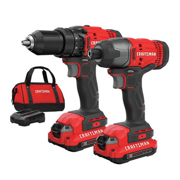 Factory Reconditioned Craftsman 20V Variable Speed Lithium-Ion 1/2 in. Cordless Drill Driver and 1/4 in. Impact Driver Combo Kit (1.3 Ah)
