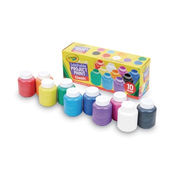 Crayola Washable Watercolor Project Paint, Assorted Classic Colors, 2 Oz Bottle, 10/pack