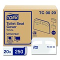 Office Jansan | Tork TC0020 14.5 in. x 17 in. Half-Fold Paper Toilet Seat Cover - White (250/Pack, 20 Packs/Carton) image number 2