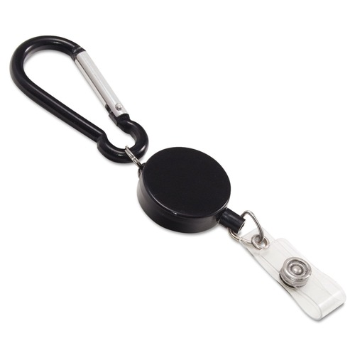 Advantus 76349 Metal Badge Reel and Carabineer with 24 in. Extension - Black (5-Piece/Pack) image number 0