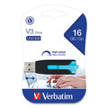 Office Electronics & Batteries | Verbatim 49176 Store 'n' Go V3 16 GB USB 3.0 Drive - Black/Blue image number 2