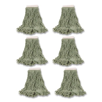 Rubbermaid Commercial Super Stitch Blend Cotton/Synthetic Mop Head - Large, Green (6/Carton)