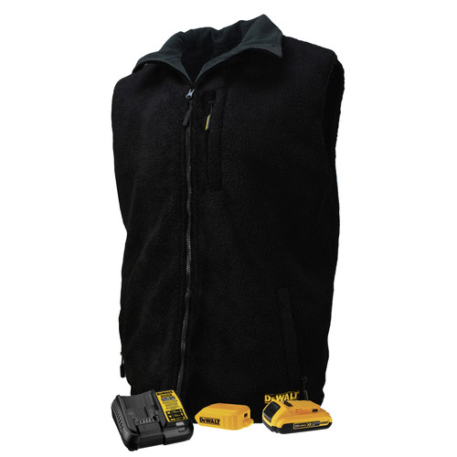 Heated Jackets | Dewalt DCHV086BD1-XL Reversible Heated Fleece Vest Kit - XL, Black image number 0
