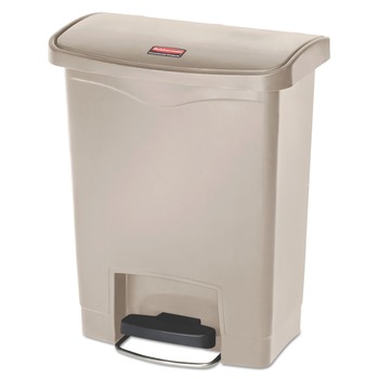 Rubbermaid Commercial Streamline 8-Gallon Resin Front Step Style Step-On Container - Beige