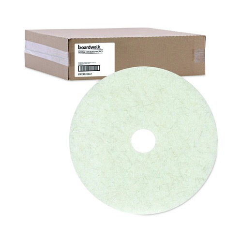 Cleaning Cloths | Boardwalk BWK4020NAT 20 in. Diameter Natural Burnishing Floor Pads - White (5/Carton) image number 0