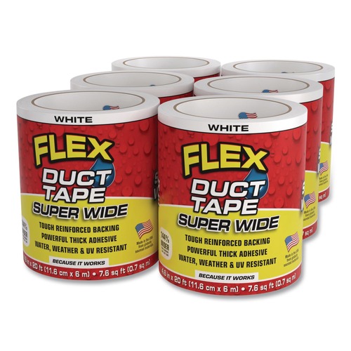 Tapes | Flex Seal Products DTWHTR4620 4.6 in. x 20 ft. 39 mil Flex Super Wide Duct Tape - White (6/Carton) image number 0