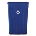 Trash & Waste Bins | Boardwalk TCN2030BLR 23 Gallon Polypropylene Slim Recycling Container - Blue image number 2