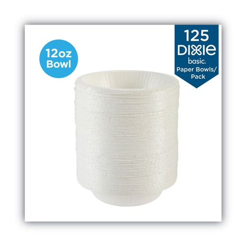 Bowls and Plates | Dixie DBB12W 12 oz. Paper Dinnerware Bowls - White (125/Pack) image number 0