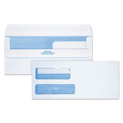 Quality Park QUA24519 Double Window Redi-Seal Security-Tinted Envelope, #9, Commercial Flap, Redi-Seal Closure, 3.88 X 8.88, White, 250/carton image number 0