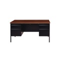 Office Desks & Workstations | Alera 25954 60 in. x 30 in. x 29.5 in. Double Pedestal Steel Desk - Mocha/Black/Black Legs image number 0
