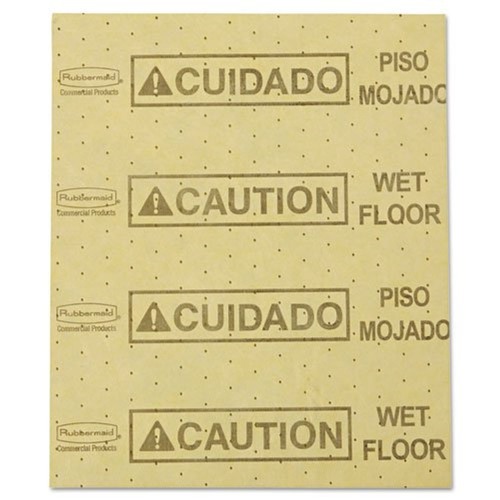 Safety Equipment | Rubbermaid Commercial FG425200YEL 16-1/2 in. x 20 in. "Caution Wet Floor" Over-The Spill Pad - Yellow (22 Sheets/Pad) image number 0