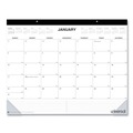 Calendars & Planners | Universal 71002 22 in. x 17 in. 12-Month (Jan-Dec 2026) Desk Pad Calendar - White Sheets/Black Binding/Clear Corners image number 0