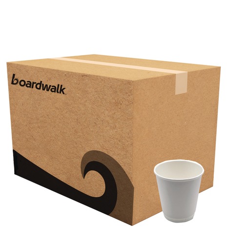 Cups and Lids | Boardwalk BWKDW10HCUP 10 oz Double-Walled Paper Hot Cups - White (500/Carton) image number 0