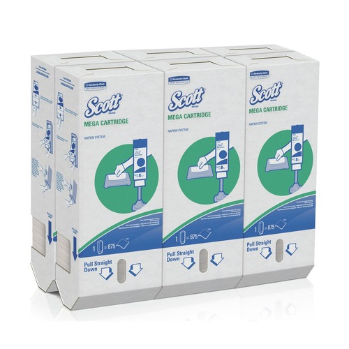 Cleaning & Janitorial Supplies | Scott 98908 Megacartridge 1-Ply Napkins - White (875/Pack, 6 Packs/Carton) image number 0