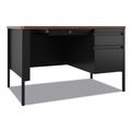 Office Desks & Workstations | Hirsh Industries 22652 48 in. x 30 in. x 29.5 in. One Right-Hand Pedestal: Box/File Drawers Teachers Pedestal Desks - Walnut/Black image number 0
