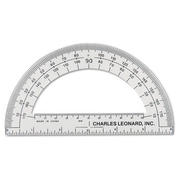Charles Leonard 6 in. Ruler Edge Plastic Open Center Protractor - Clear