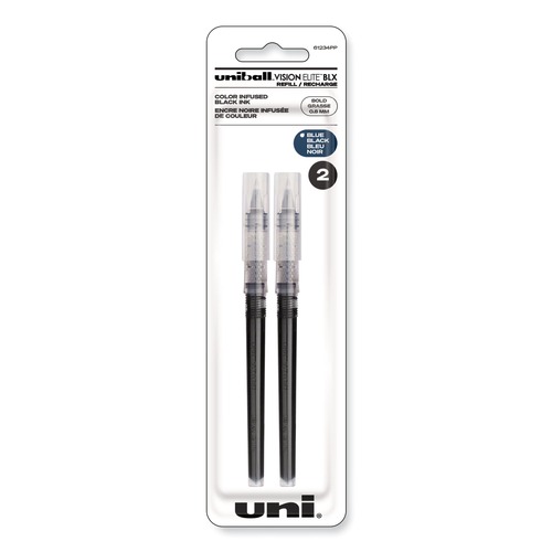 Pens | uni-ball 61234PP Bold Conical Tip Refill for Vision Elite Roller Ball Pens - Assorted Ink Colors (2/Pack) image number 0