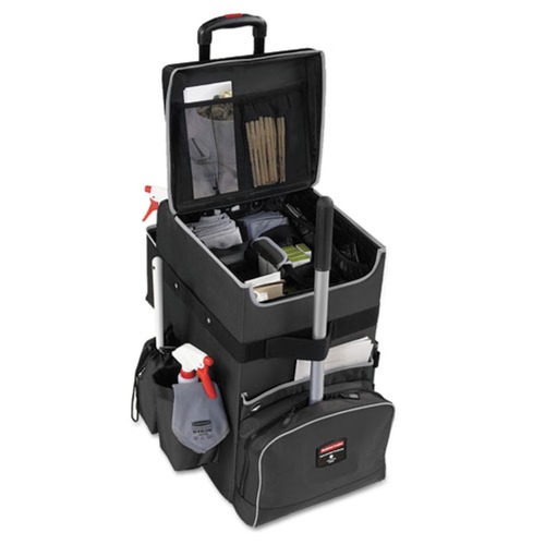 Cleaning Carts | Rubbermaid Commercial 1902465 Executive 14.25 in. x 16.5 in. x 25 in. 16-Compartment Quick Cart - Dark Gray image number 0