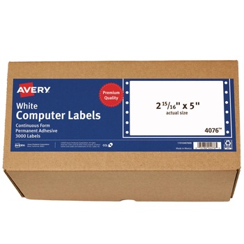 Avery 2.94 in. x 5 in. Pin-Fed/Dot Matrix Printer Mailing Labels - White (3000/Box)
