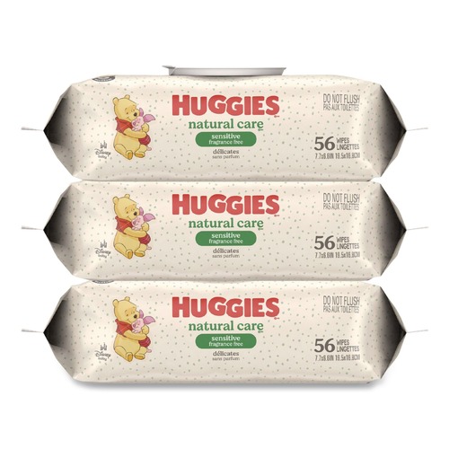 Hand Wipes | Huggies 41926 Natural Care 6.6 in. x 6.86 in. Sensitive Baby Wipes - Unscented/White (3/Carton) image number 0
