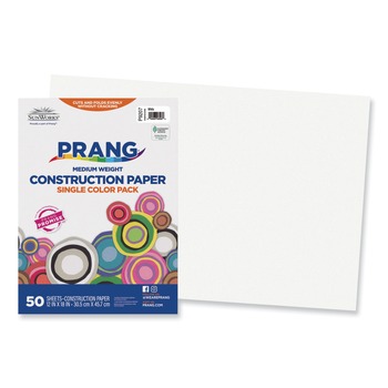 Prang 12 in. x 18 in. 50 lb Text Weight SunWorks Construction Paper - White (50/Pack)