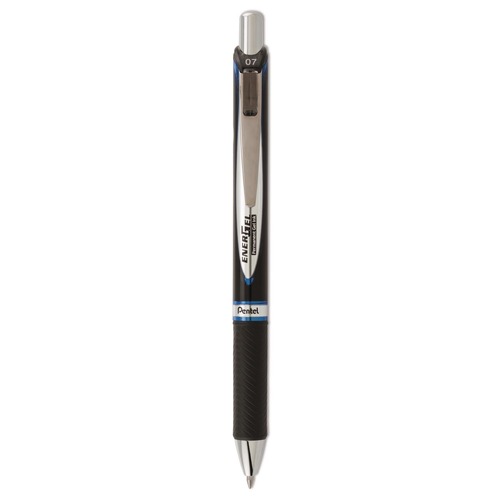 Pens | Pentel BLP77-C EnerGel PRO Permanent Ink Medium 0.7 millimeter Retractable Hybrid Gel Pen - Blue Ink/Black Barrel image number 0