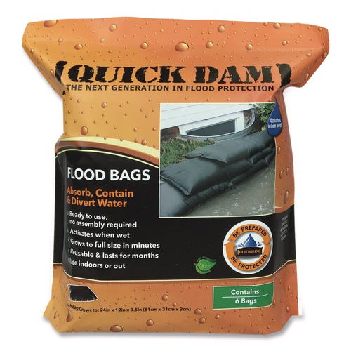 Safety Equipment | Quick Dam QD1224-6 Flood Bags, 12-in x 24-in x 3.5-in, 6/Pack image number 0