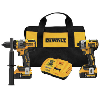 DEWALT REMODELING TOOLS | Dewalt DCK2100P2 20V MAX Brushless Lithium-Ion 1/2 in. Cordless Hammer Drill Driver and 1/4 in. Impact Driver Combo Kit with 2 Batteries (5 Ah)