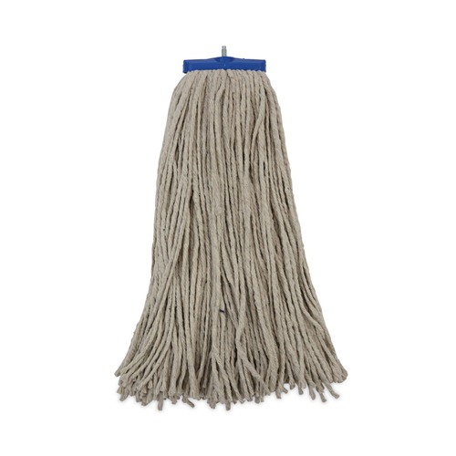 Mops | Boardwalk BWKCM22024 24 oz. Lie-Flat Cotton Fiber Mop Heads - White (12/Carton) image number 0