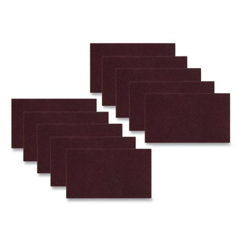 Boardwalk 28 in. x 14 in. Deep Scrub Pads - Maroon (10/Carton)